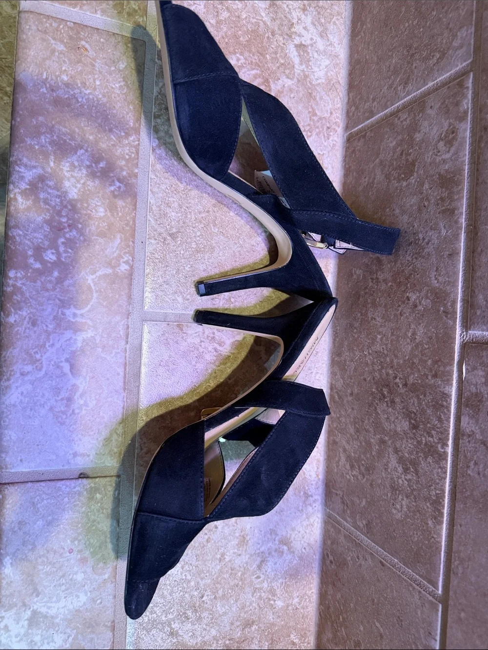 Michael Kors Black Suede Crisscross Slingback Heels